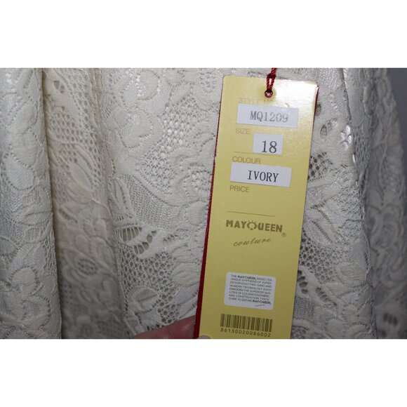 MayQueen 1209 Short Lace Formal Gown With Jacket-Size 18 -IVORY-NEW With Tags - Picture 6 of 6
